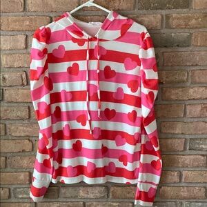 MACARON Red and Pink Hearts Shirt Hoodie M EUC